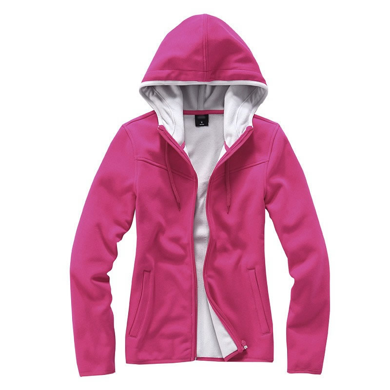 玫紅色開衫衛(wèi)衣