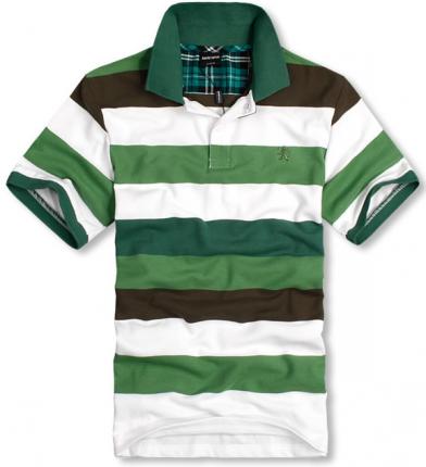 條紋t恤衫款式圖，綠白間條