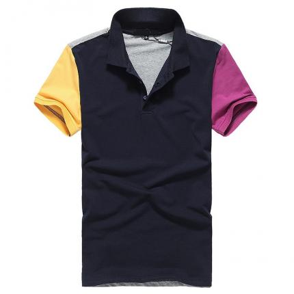 寶藍色男款時尚T恤衫 珠地網(wǎng)眼布純棉