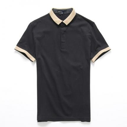 黑色時尚男款短袖T恤衫制作 精梭平紋棉材質(zhì)