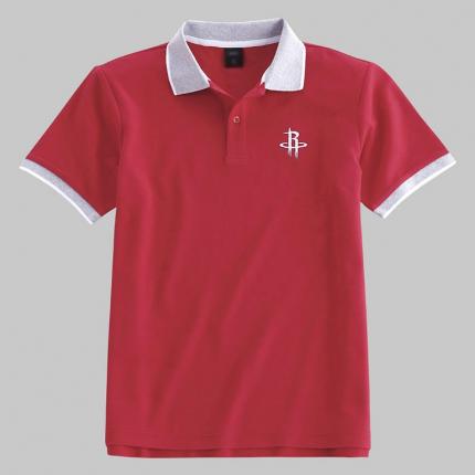 【定制】男士衣領(lǐng)撞色火箭隊T恤衫 精梭純棉材質(zhì)