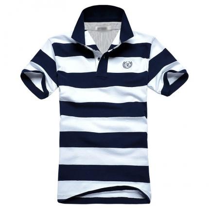 高檔藍(lán)白間隔條紋T恤衫常年制作