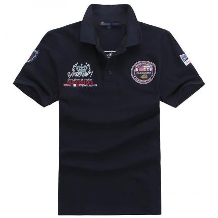 寶藍(lán)色男款短袖T恤衫 珠地純棉布料 免費(fèi)設(shè)計